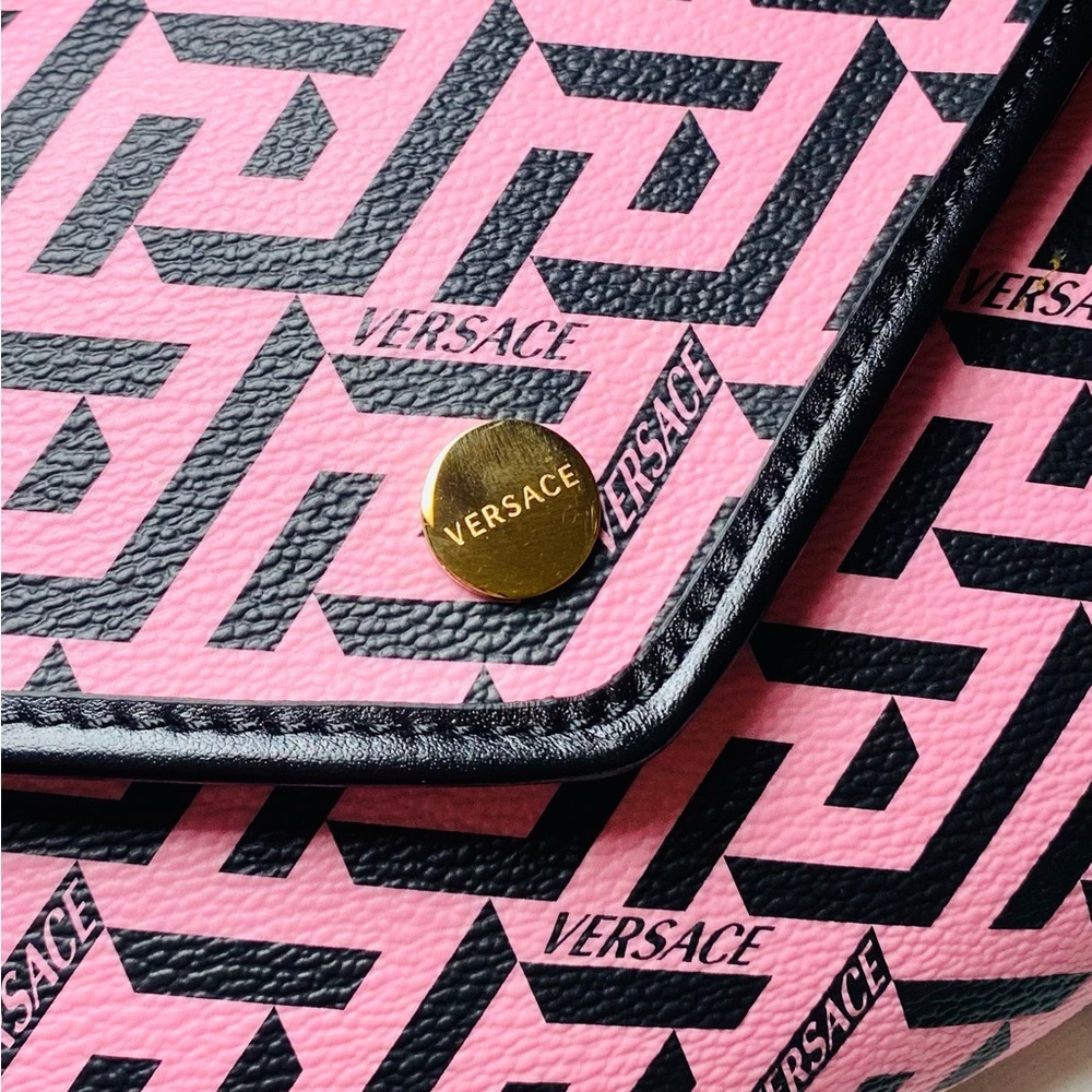 NEW Versace Pink La Greca Signature Coated Canvas Chain Crossbody Bag - Picture 7 of 17